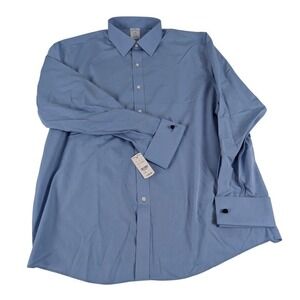 Brooks Brothers 1818 Regular Fit Non-Iron Dress Shirt Blue 17 35 French Cuff NWT